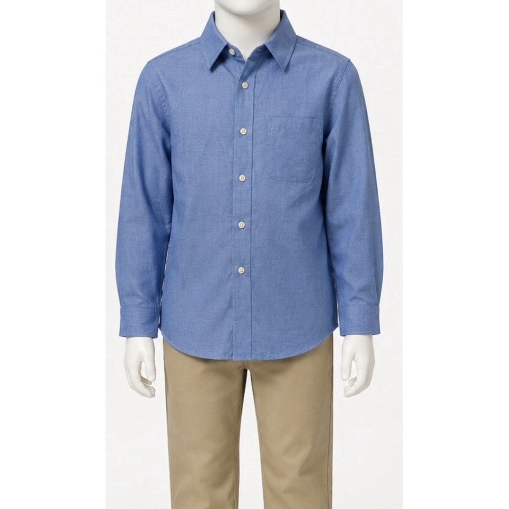 CAT & JACK Boys Long Sleeve Blue Dress Shirt Large L 10 12 Button Up Preppy